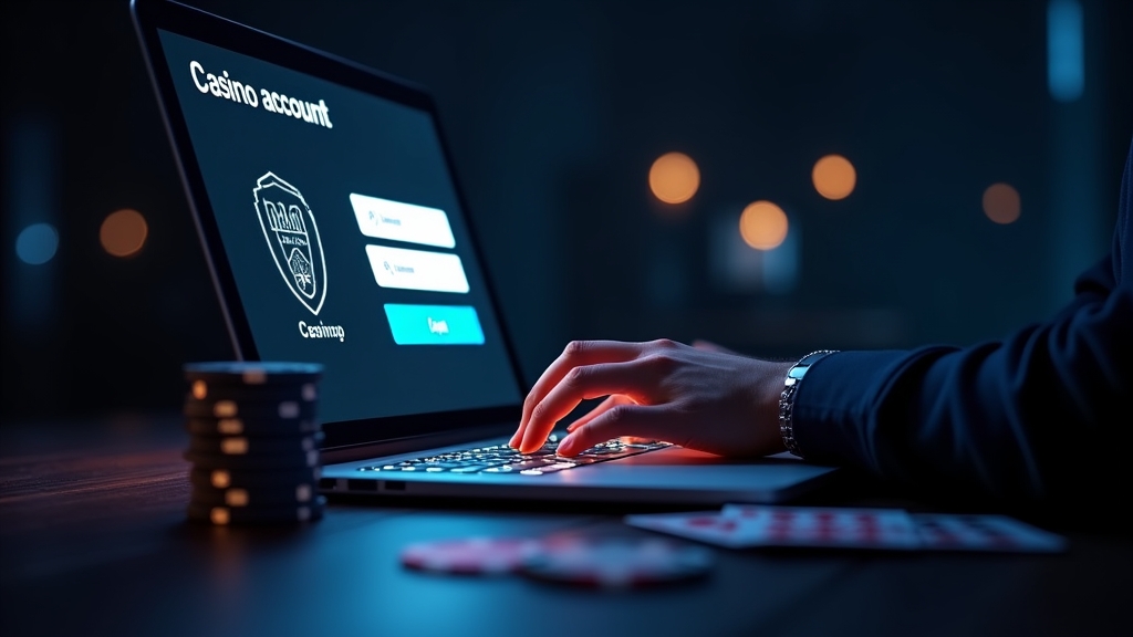 Person meldet sich an einem Laptop beim Topbet Login an