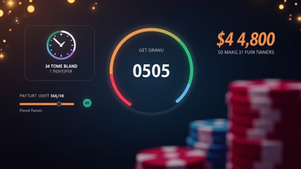 Wartende Auszahlung mit Fortschrittsanzeige und Uhr im dunklen Casino